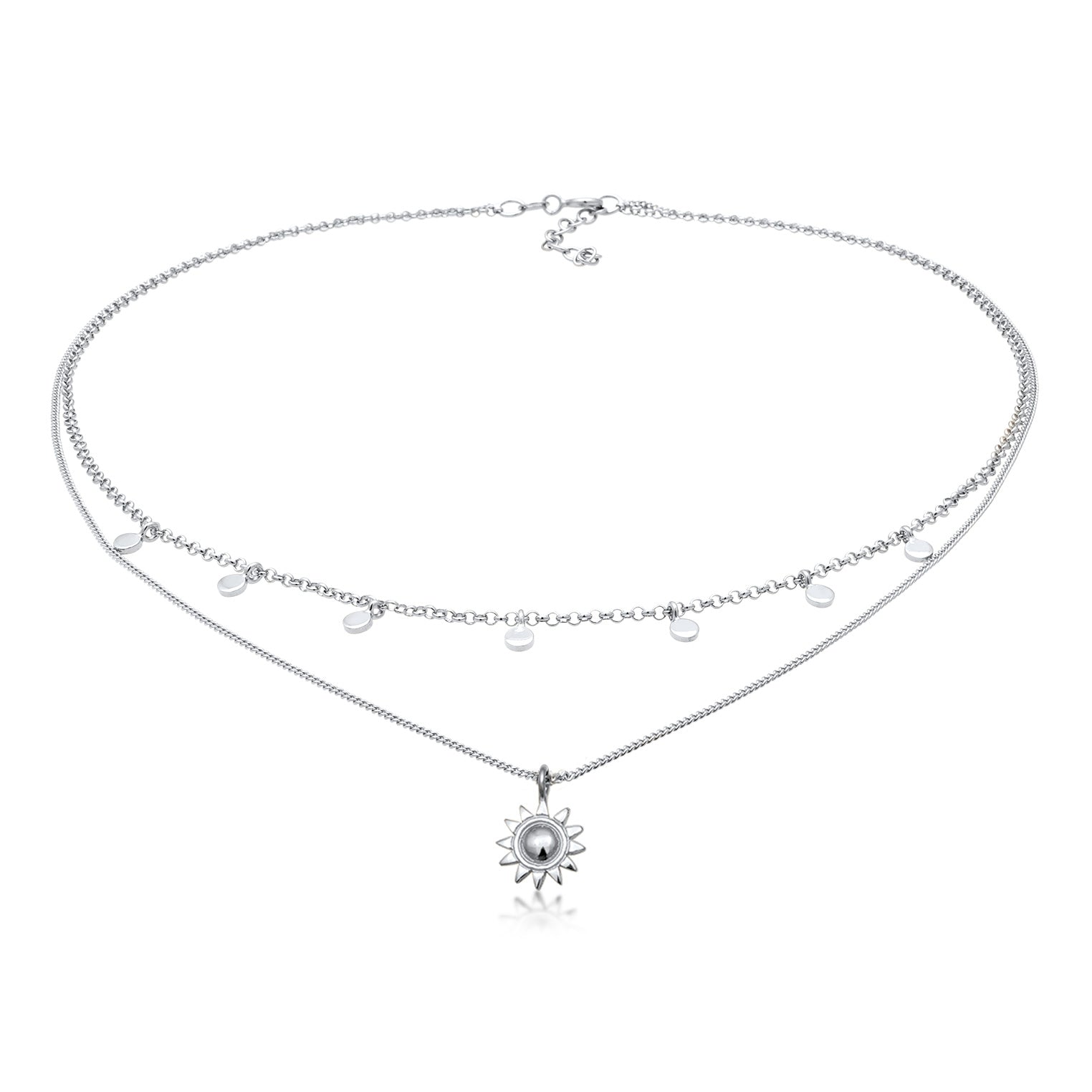 Silver Perhiasan Wanita Perak Asli Kalung Sun Layerlook