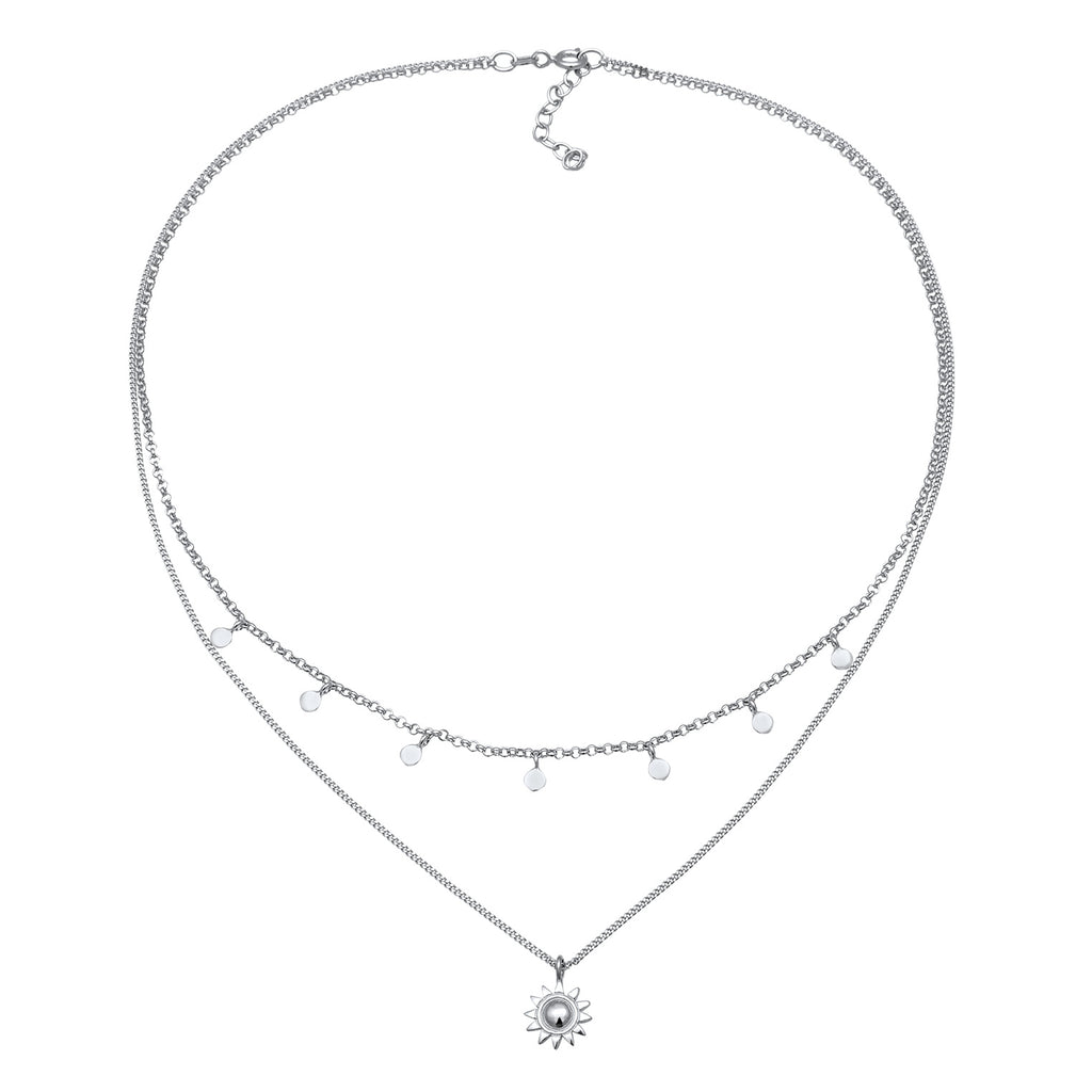 Silver Perhiasan Wanita Perak Asli Kalung Sun Layerlook