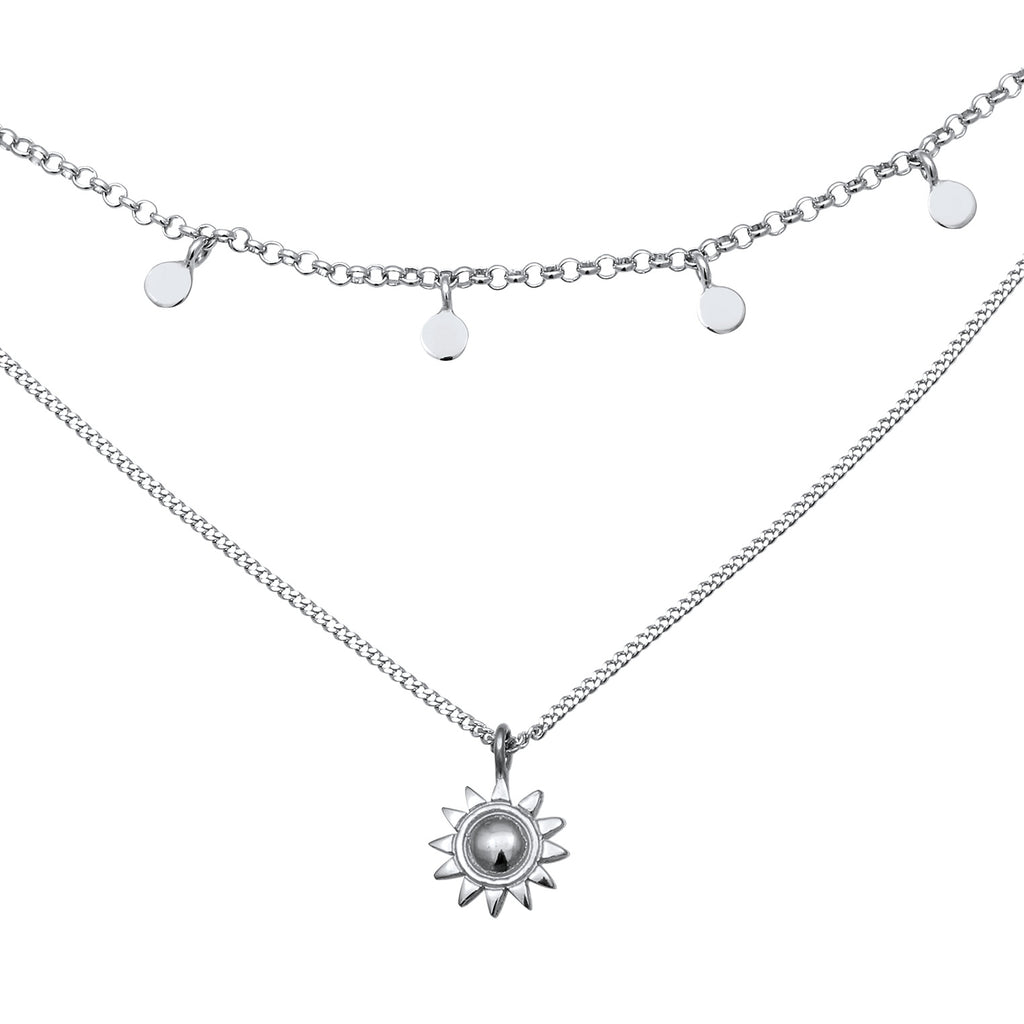 Silver Perhiasan Wanita Perak Asli Kalung Sun Layerlook