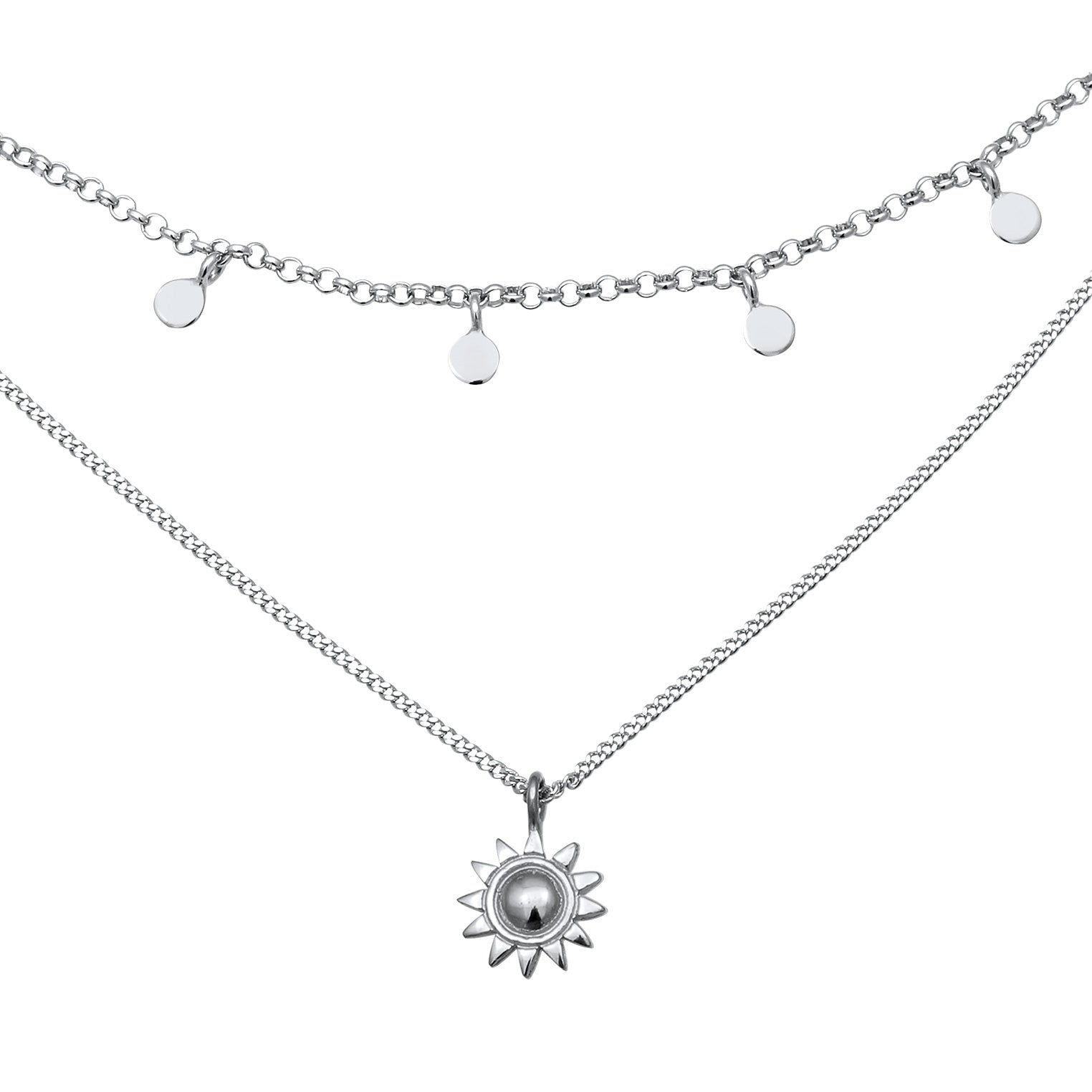 Silver Perhiasan Wanita Perak Asli Kalung Sun Layerlook