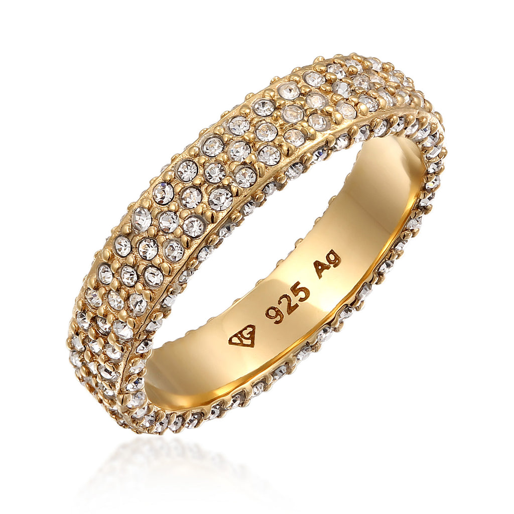 Crystal Eternity Ring 925 Silver Gold Plated – Embellished with Crystals by Swarovski®