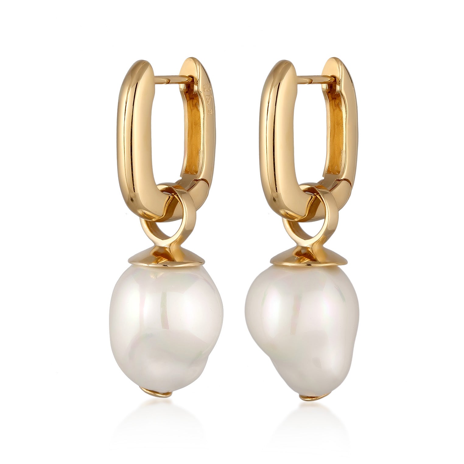 Gold Perhiasan Wanita Perak Asli Lapis Emas Anting Creole Shell Pearl