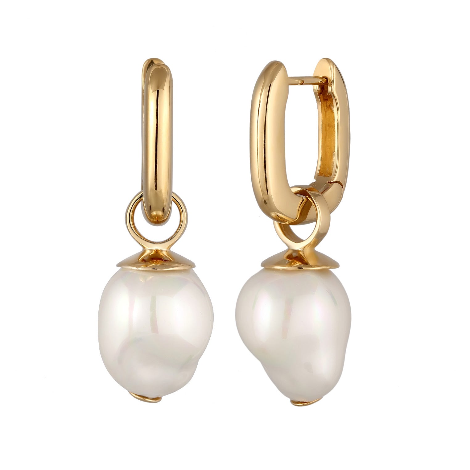 Gold Perhiasan Wanita Perak Asli Lapis Emas Anting Creole Shell Pearl