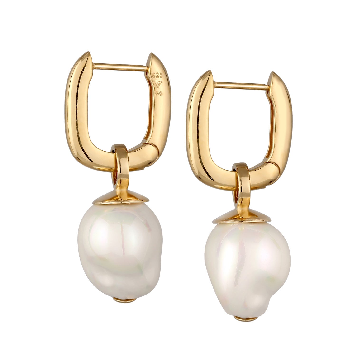 Gold Perhiasan Wanita Perak Asli Lapis Emas Anting Creole Shell Pearl
