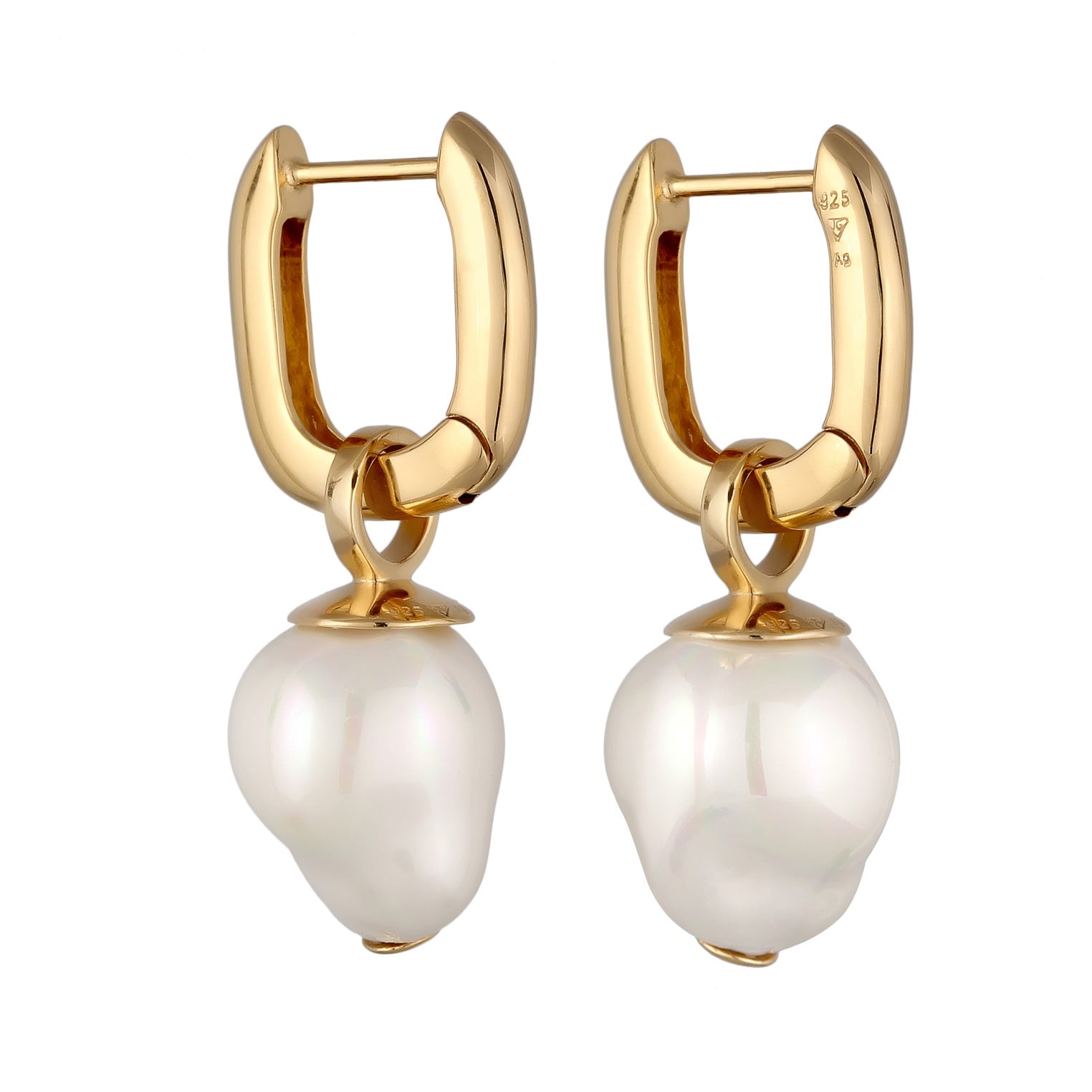 Gold Perhiasan Wanita Perak Asli Lapis Emas Anting Creole Shell Pearl