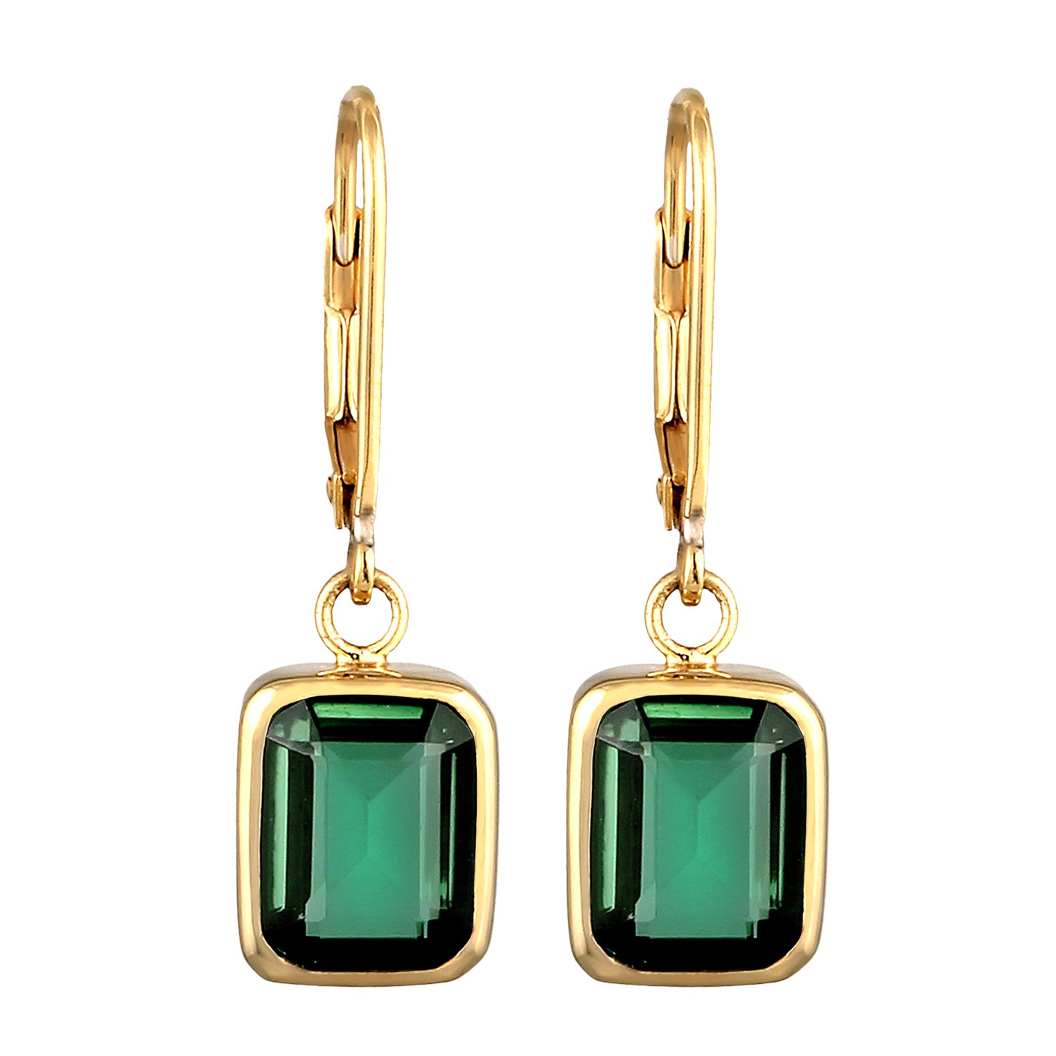 Green Perhiasan Wanita Perak Asli Lapis Emas Anting Square Quartz