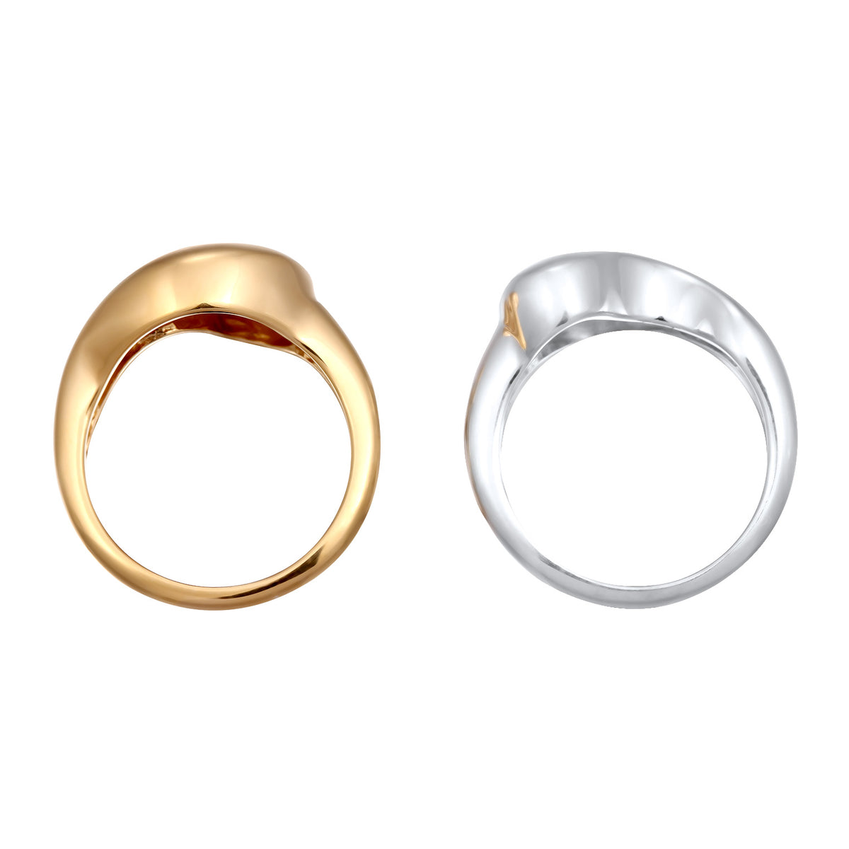 Yin Yang Ring Set 925 Silver Bicolor
