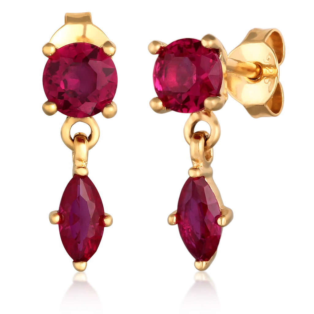 Anting perak 925 lapis emas dengan batu ruby elegan Elli Jewelry