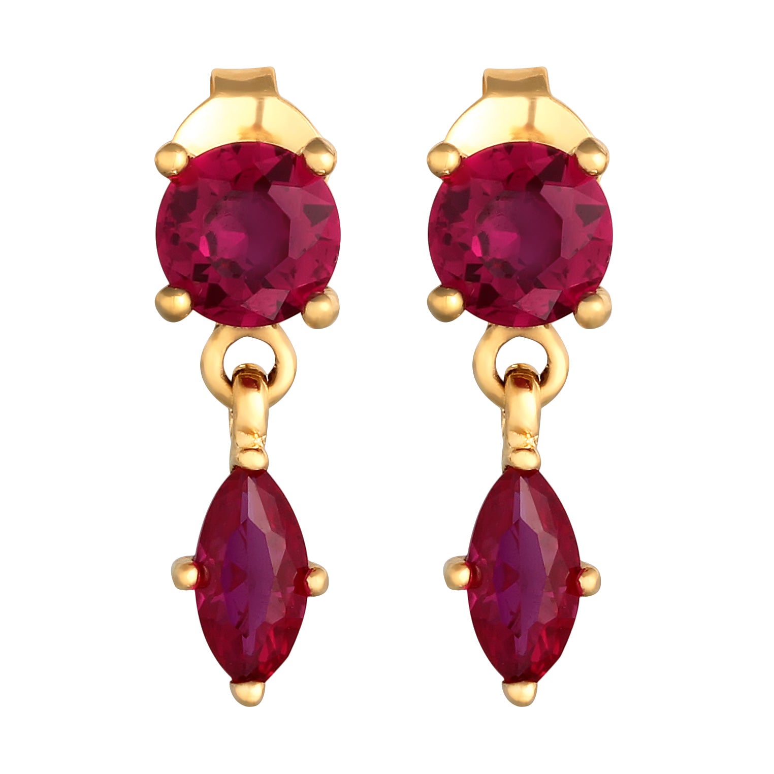 Anting perak 925 lapis emas dengan batu ruby elegan Elli Jewelry