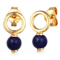 Gold Anting Perhiasan Perak 925 Wanita Circle Lapis Lazuli Gold Plated