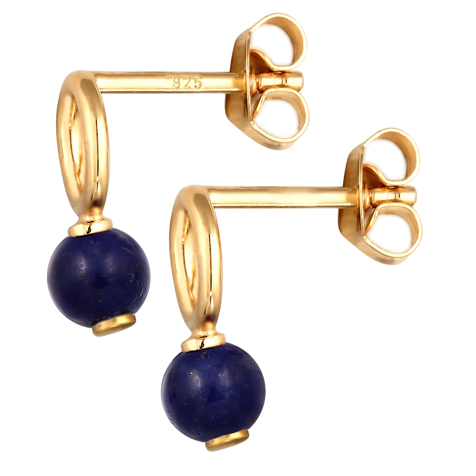 Gold Anting Perhiasan Perak 925 Wanita Circle Lapis Lazuli Gold Plated