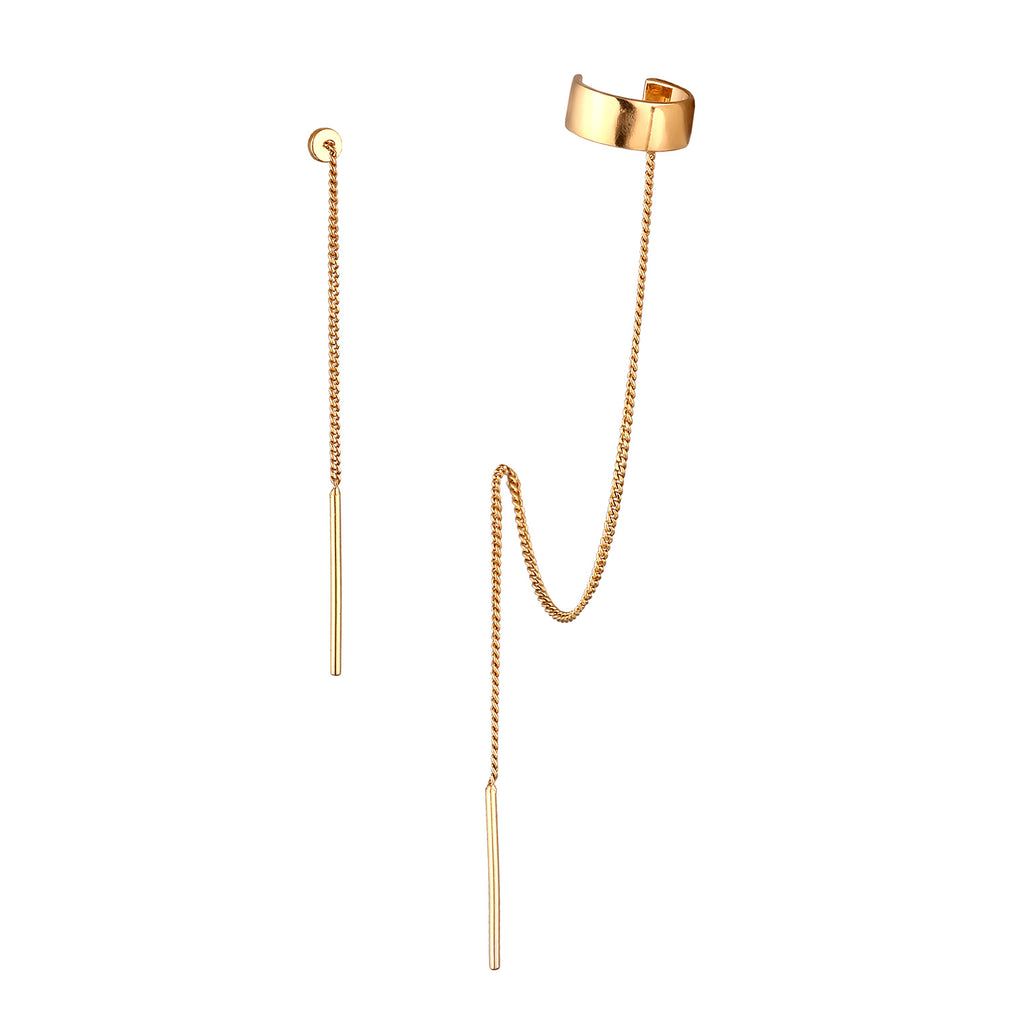 Gold Anting Perhiasan Perak 925 Wanita Pull-Through Gold Plated