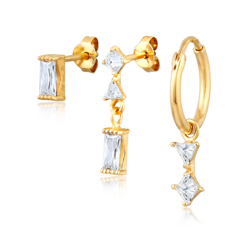 Gold Anting Perhiasan Perak 925 Wanita Set Zirconia Gold Plated