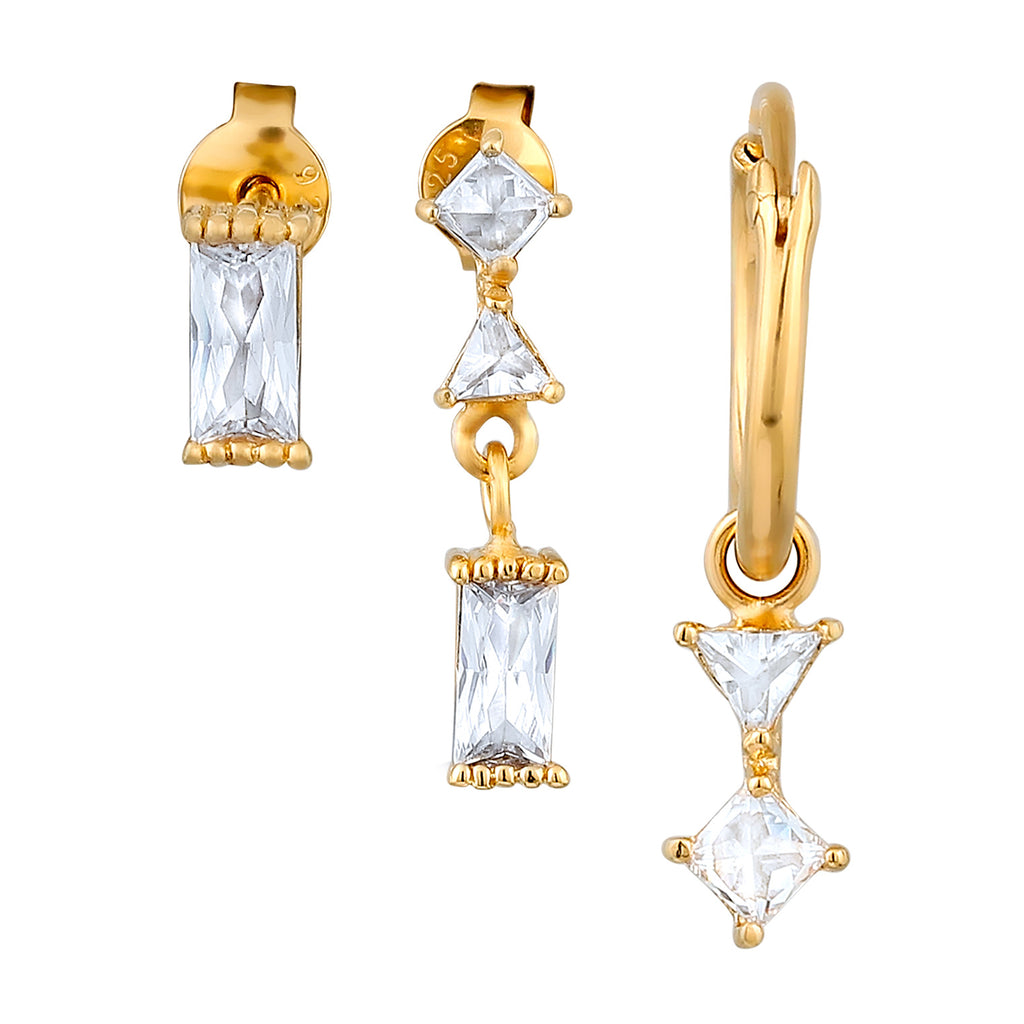 Gold Anting Perhiasan Perak 925 Wanita Set Zirconia Gold Plated