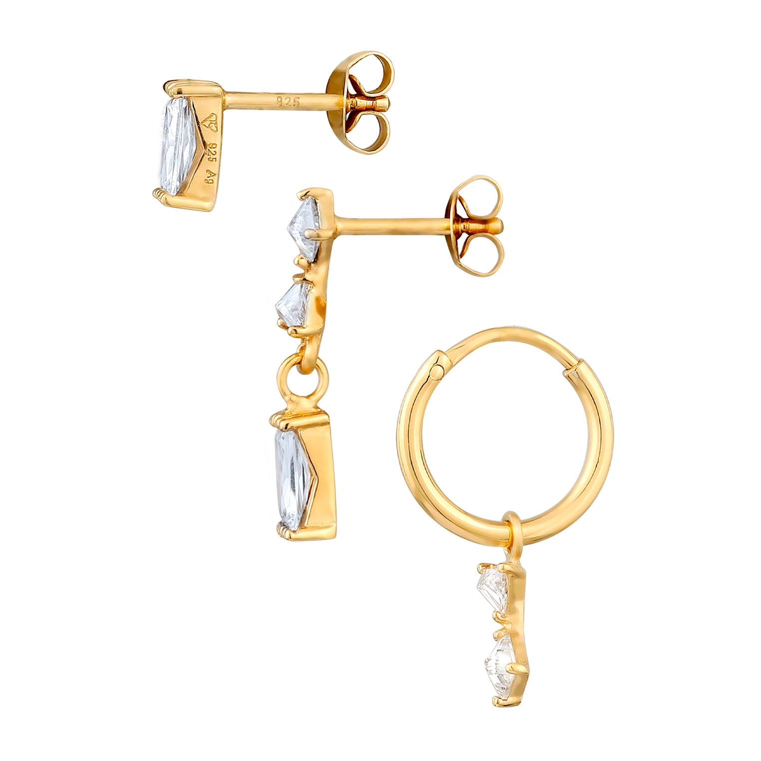 Gold Anting Perhiasan Perak 925 Wanita Set Zirconia Gold Plated