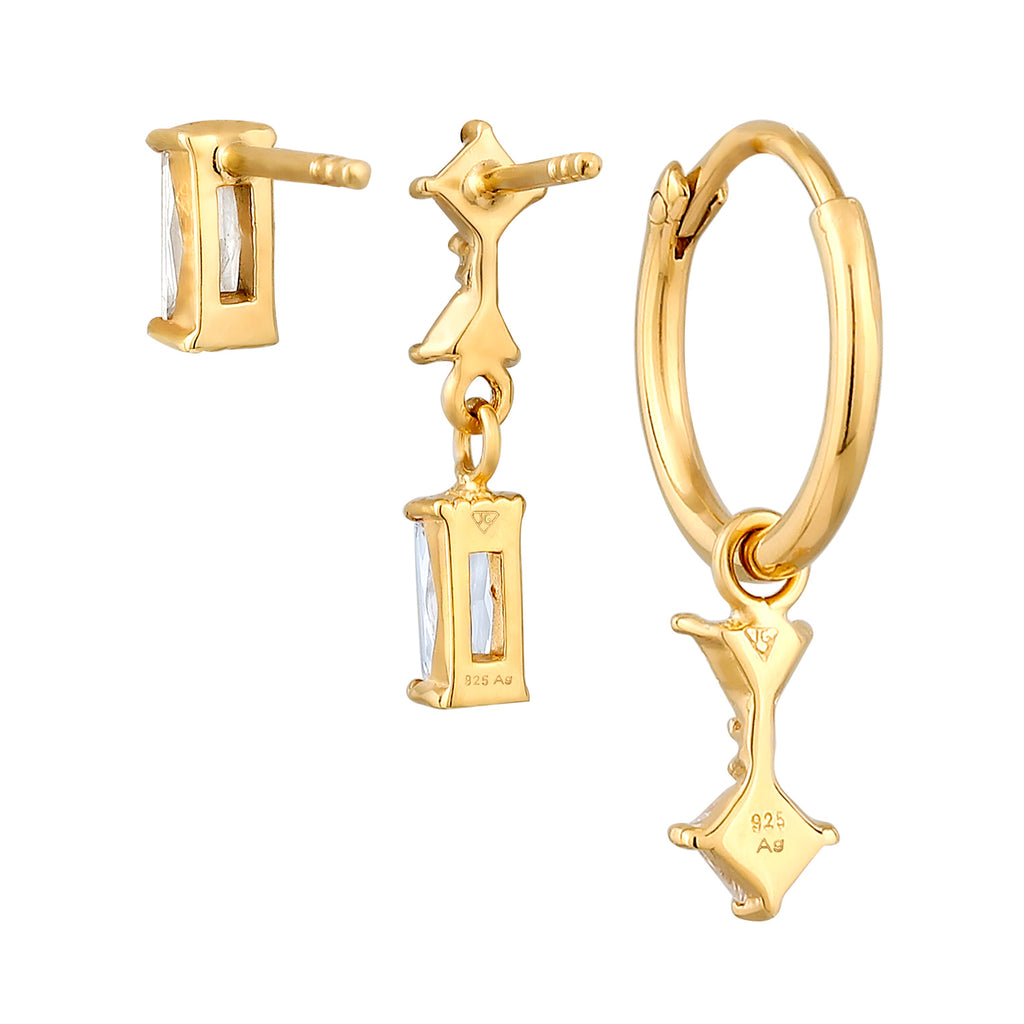 Gold Anting Perhiasan Perak 925 Wanita Set Zirconia Gold Plated