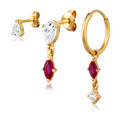 Gold Anting Perhiasan Perak 925 Wanita Ruby dan Topaz Gold Plated