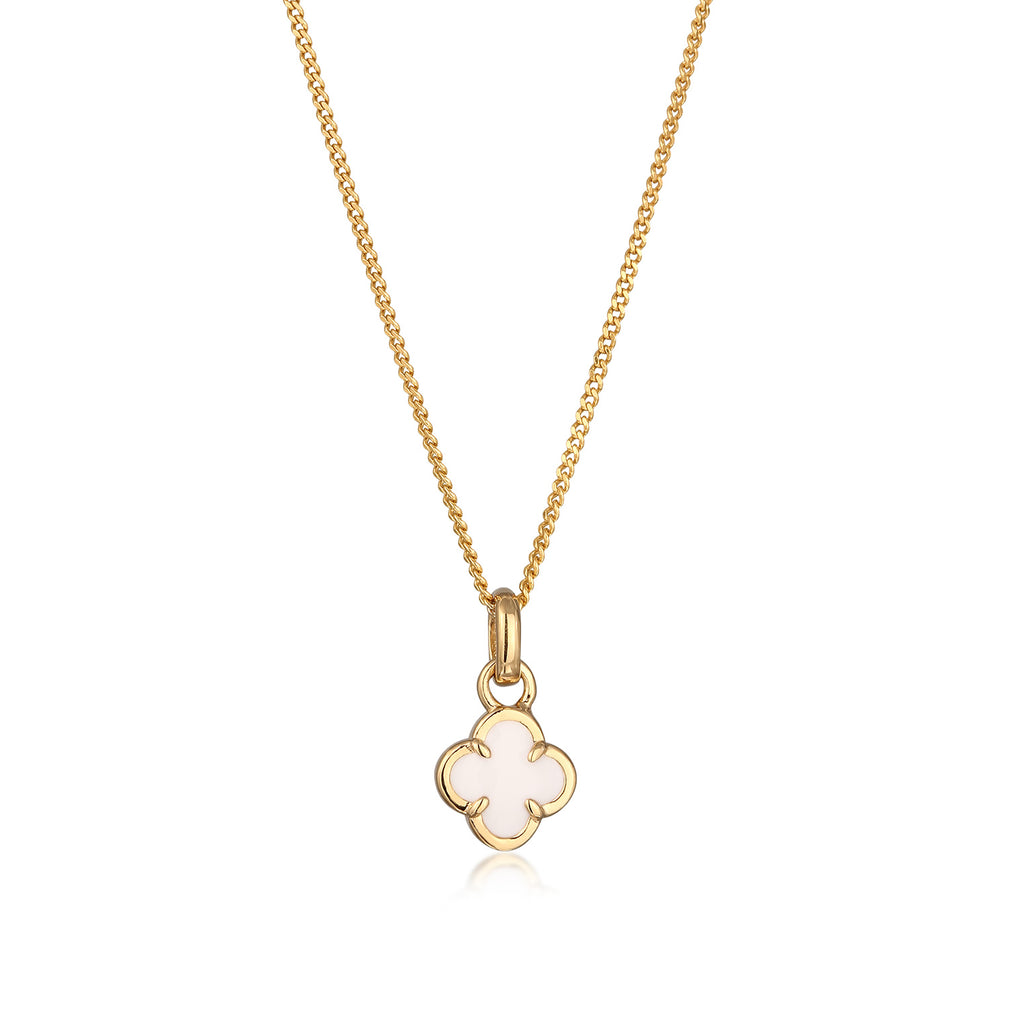 White Perhiasan Wanita Perak Asli Lapis Emas Kalung Cloverleaf Armouredchain