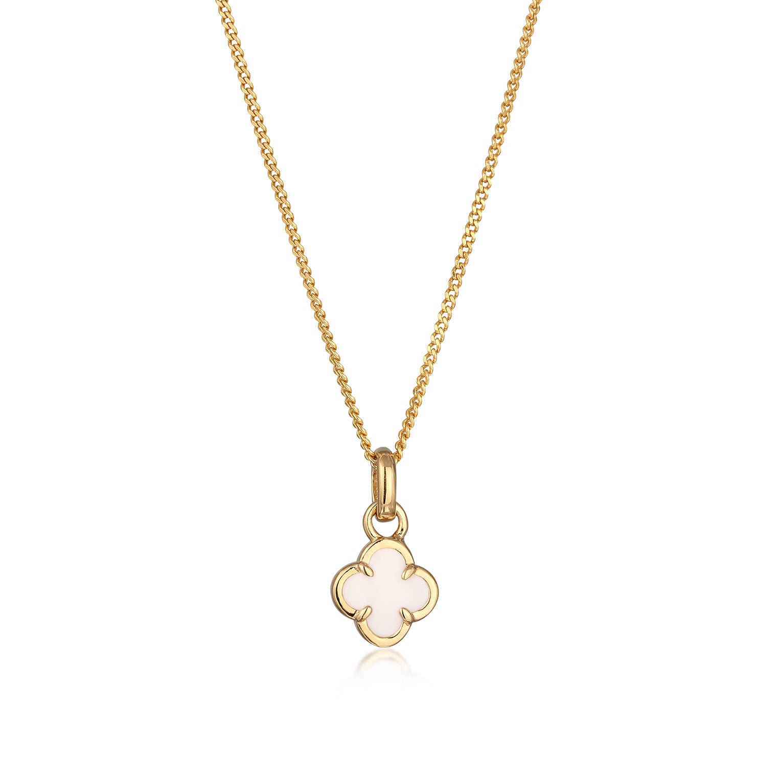 White Perhiasan Wanita Perak Asli Lapis Emas Kalung Cloverleaf Armouredchain