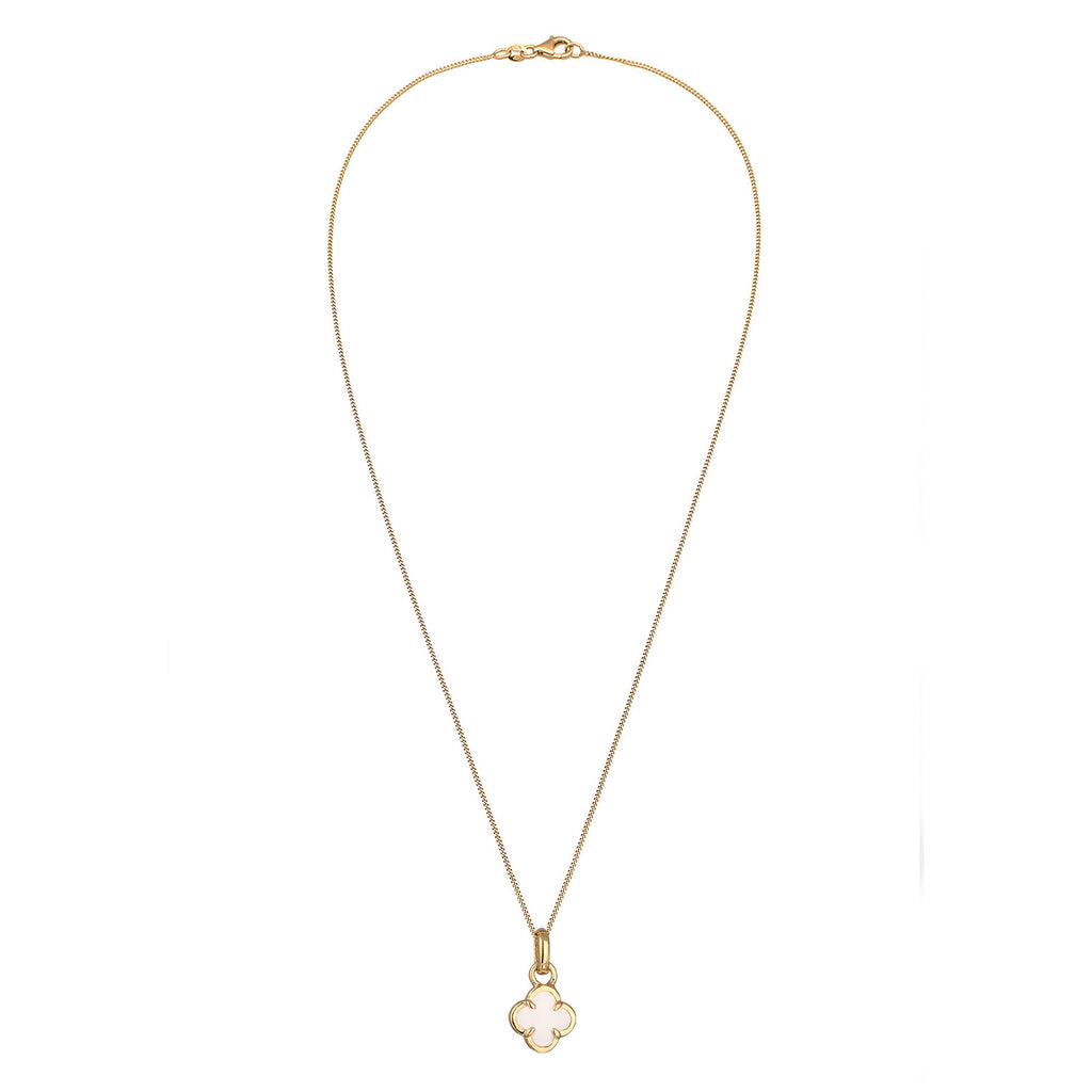 White Perhiasan Wanita Perak Asli Lapis Emas Kalung Cloverleaf Armouredchain