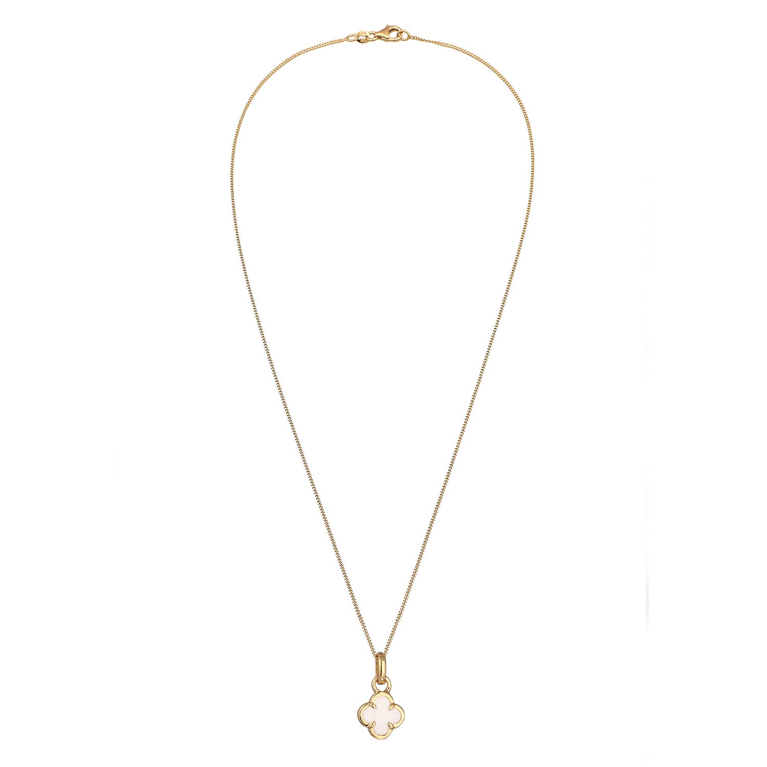 White Perhiasan Wanita Perak Asli Lapis Emas Kalung Cloverleaf Armouredchain