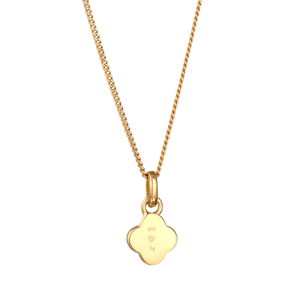 White Perhiasan Wanita Perak Asli Lapis Emas Kalung Cloverleaf Armouredchain
