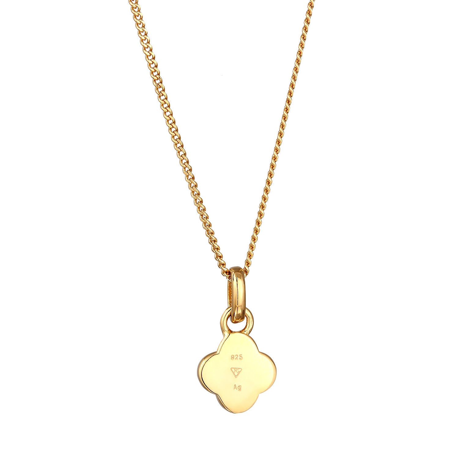 White Perhiasan Wanita Perak Asli Lapis Emas Kalung Cloverleaf Armouredchain