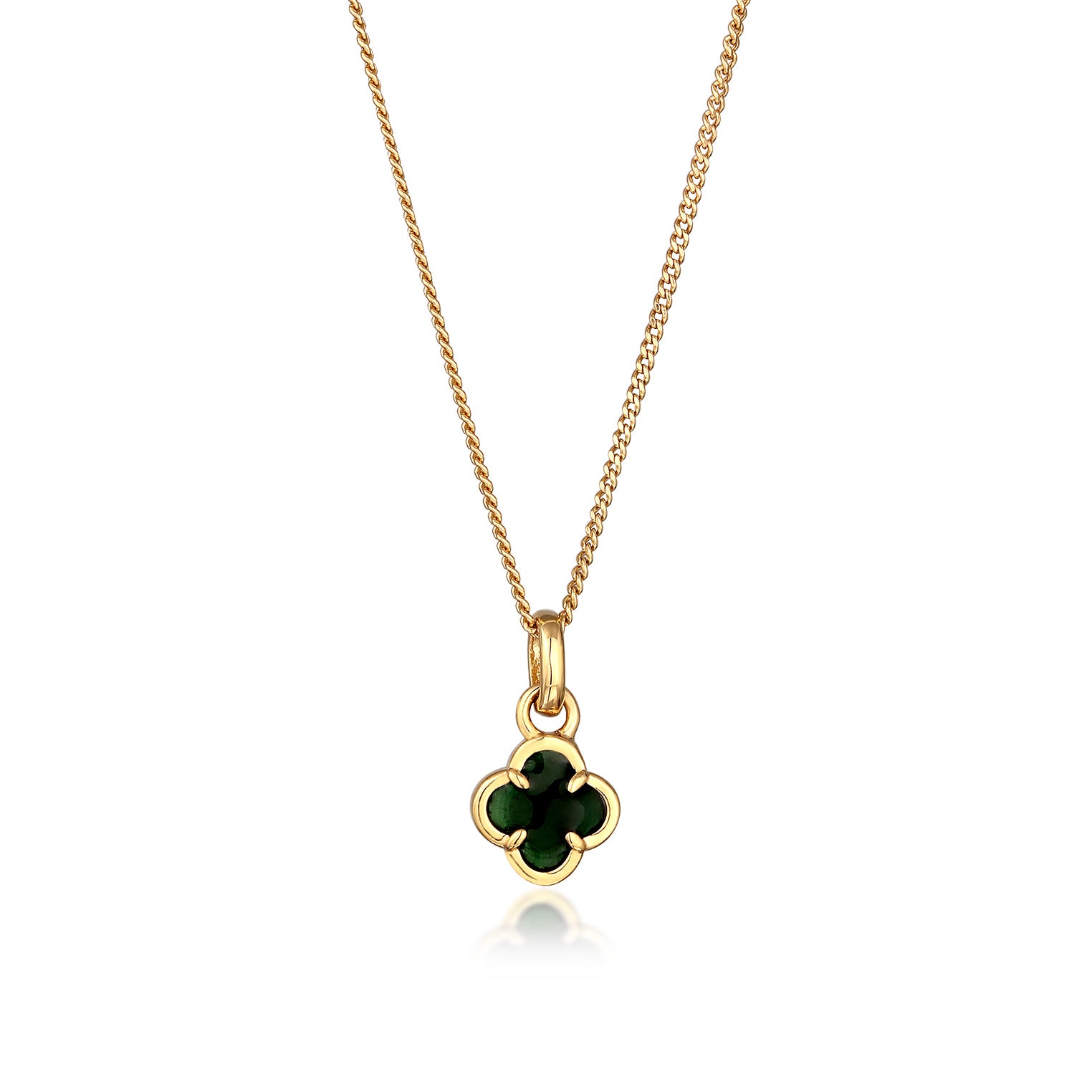 Green Perhiasan Wanita Perak Asli Lapis Emas Kalung Cloverleaf Armouredchain