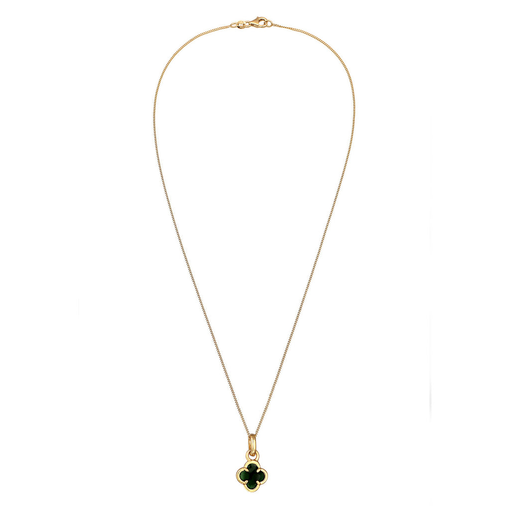 Green Perhiasan Wanita Perak Asli Lapis Emas Kalung Cloverleaf Armouredchain