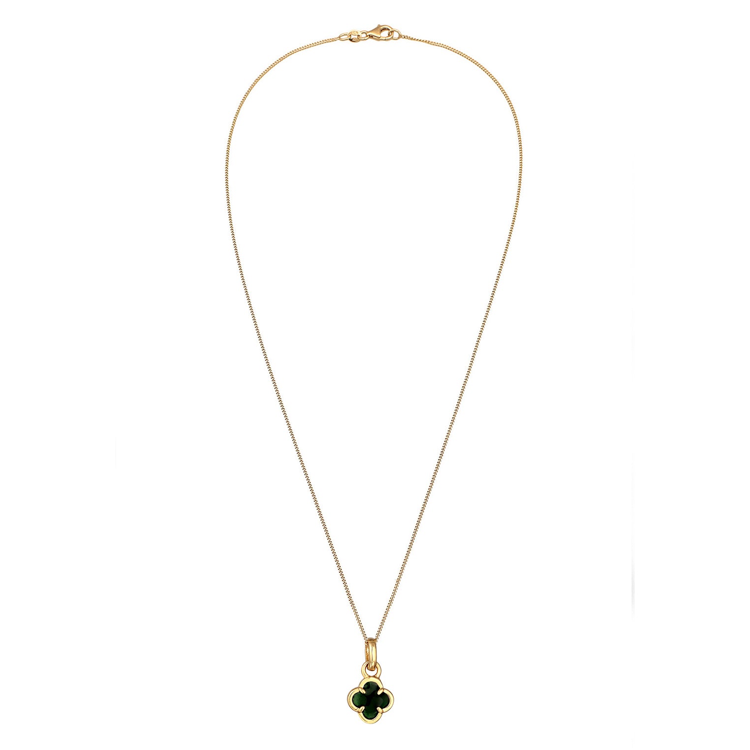 Green Perhiasan Wanita Perak Asli Lapis Emas Kalung Cloverleaf Armouredchain