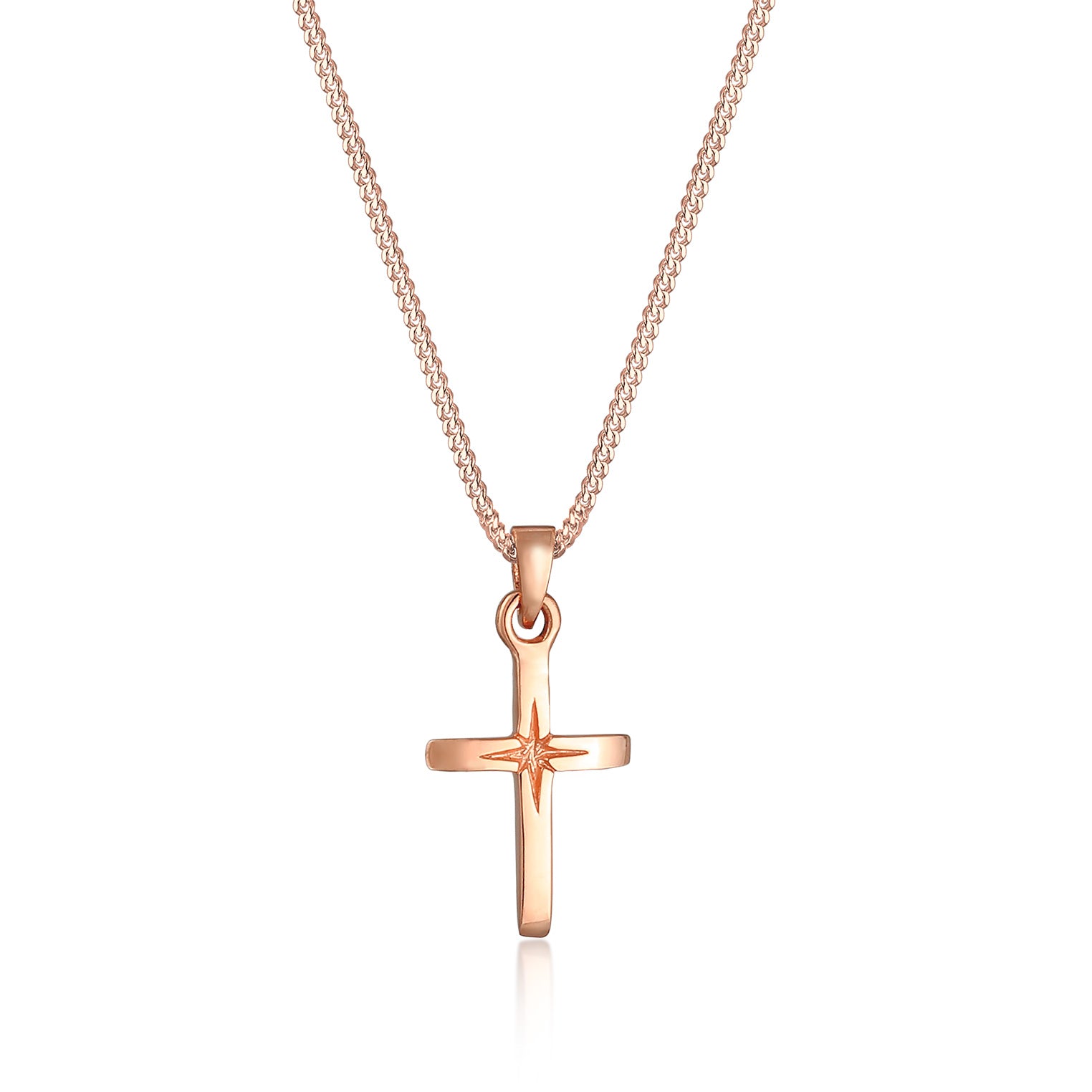 Rosegold Kalung Perhiasan Perak 925 Wanita Cross Pendant Rosegold Plated