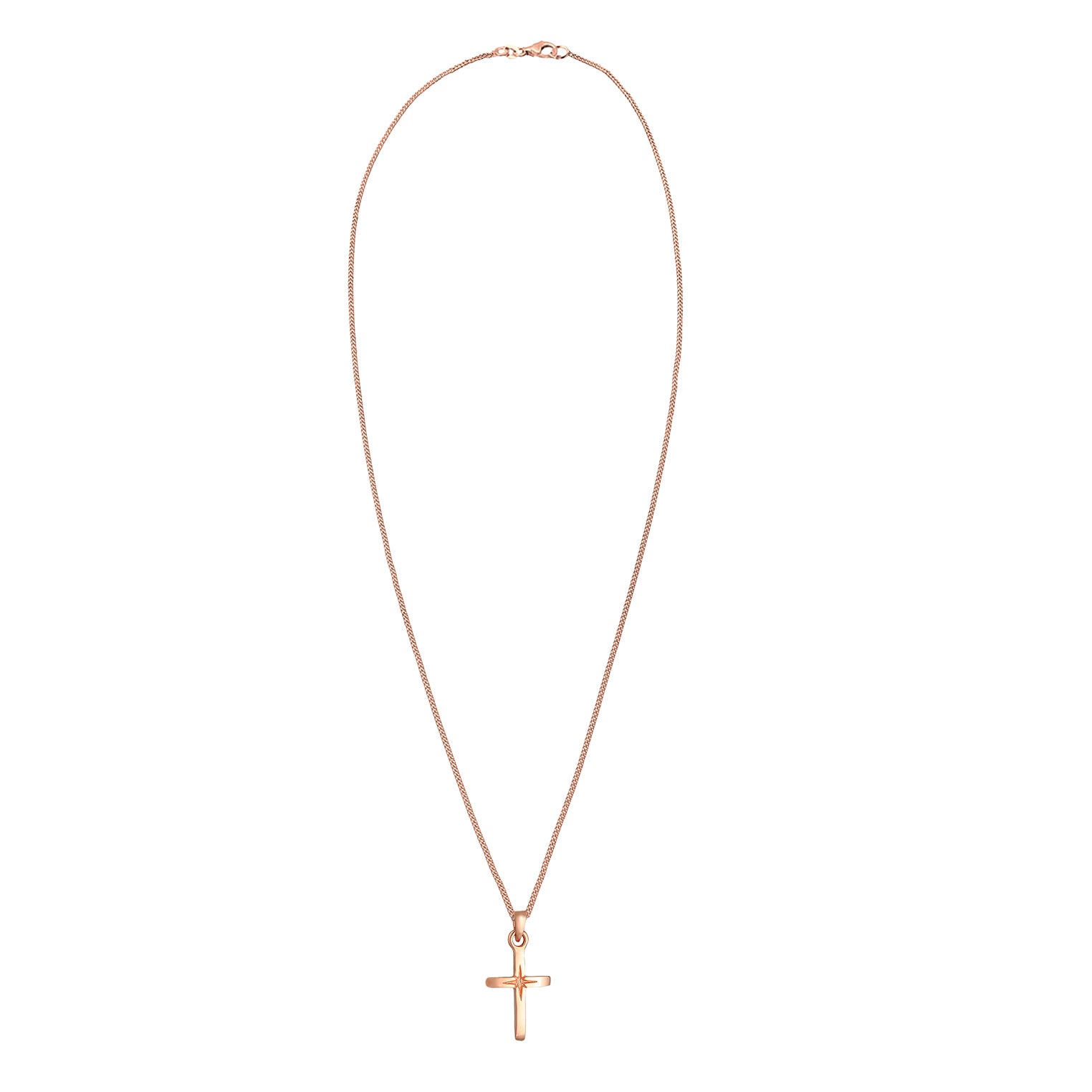 Rosegold Kalung Perhiasan Perak 925 Wanita Cross Pendant Rosegold Plated