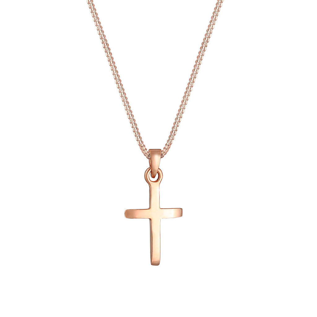 Rosegold Kalung Perhiasan Perak 925 Wanita Cross Pendant Rosegold Plated