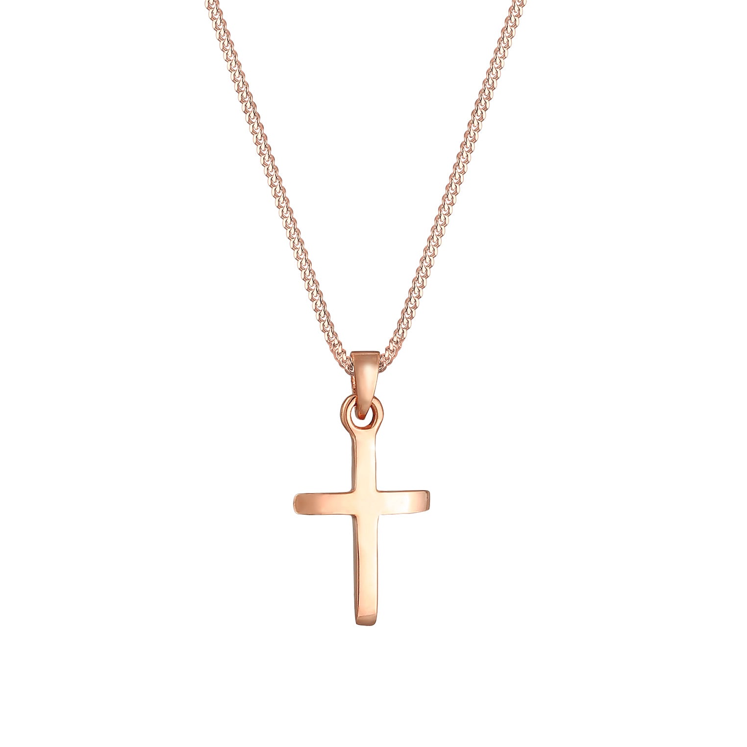 Rosegold Kalung Perhiasan Perak 925 Wanita Cross Pendant Rosegold Plated