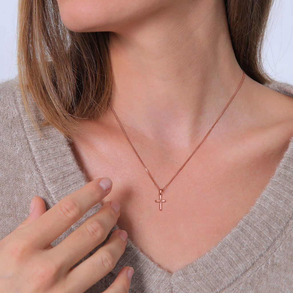 Rosegold - Elli | Cross Necklace 925 Silver Rose Gold Plated