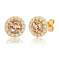 Gold Anting Perhiasan Perak 925 Wanita Circle Morganite dan Topaz Gold Plated