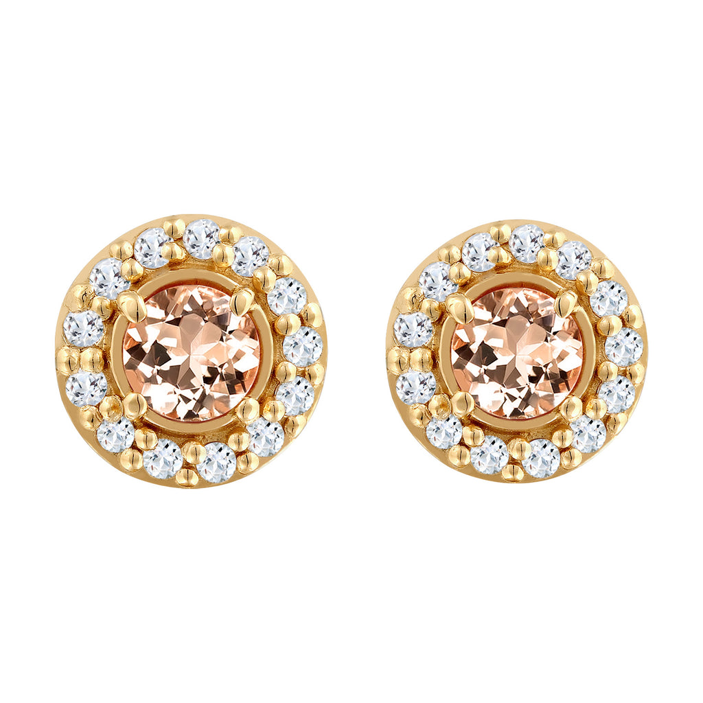 Gold Anting Perhiasan Perak 925 Wanita Circle Morganite dan Topaz Gold Plated