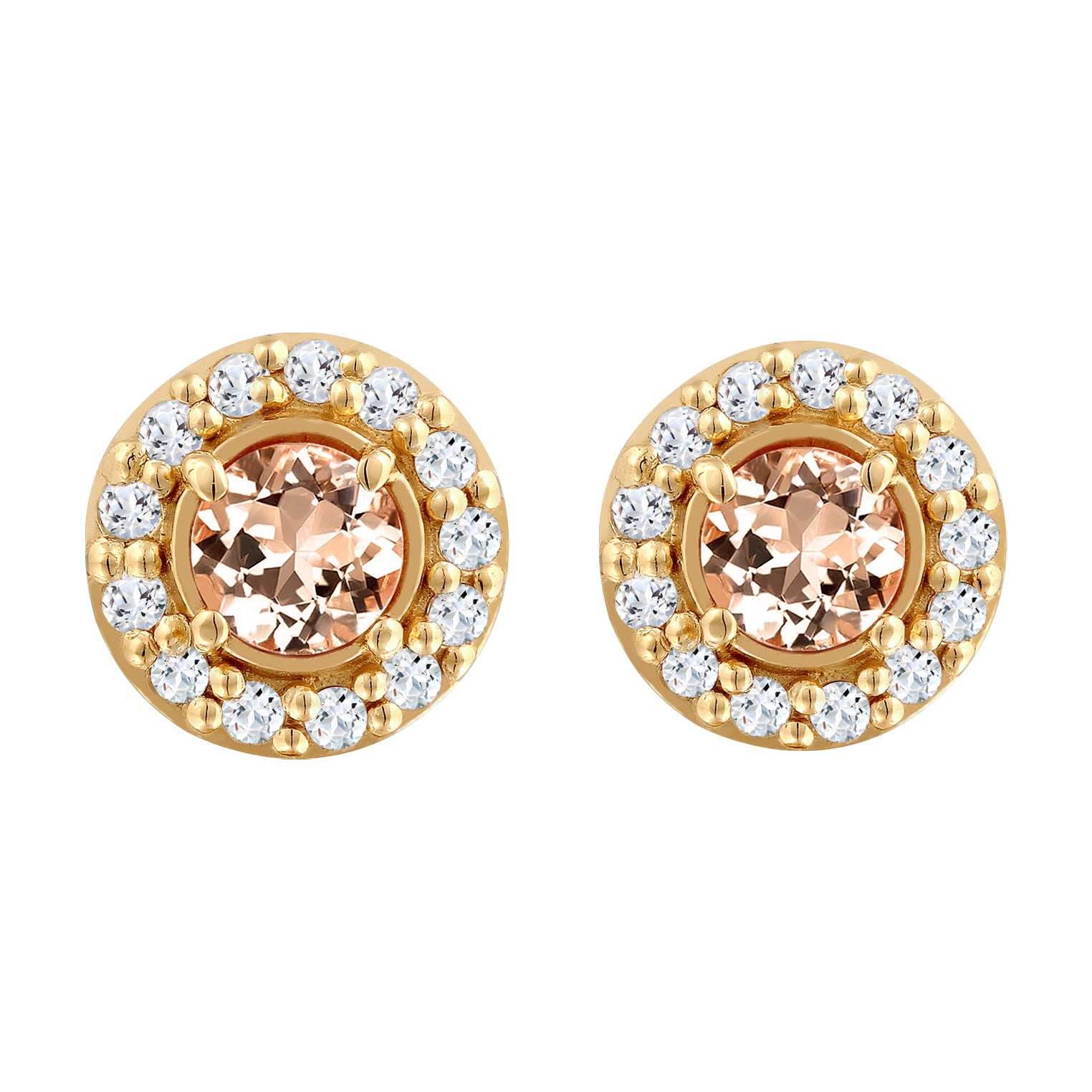 Gold Anting Perhiasan Perak 925 Wanita Circle Morganite dan Topaz Gold Plated