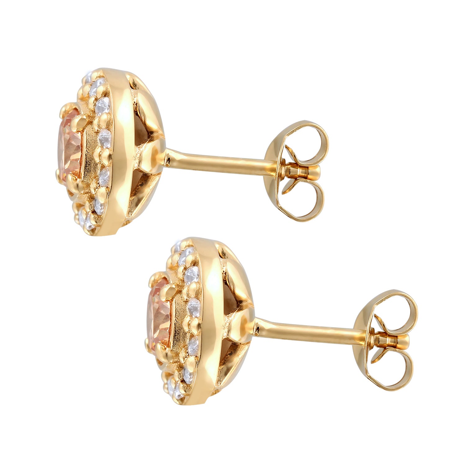 Gold Anting Perhiasan Perak 925 Wanita Circle Morganite dan Topaz Gold Plated
