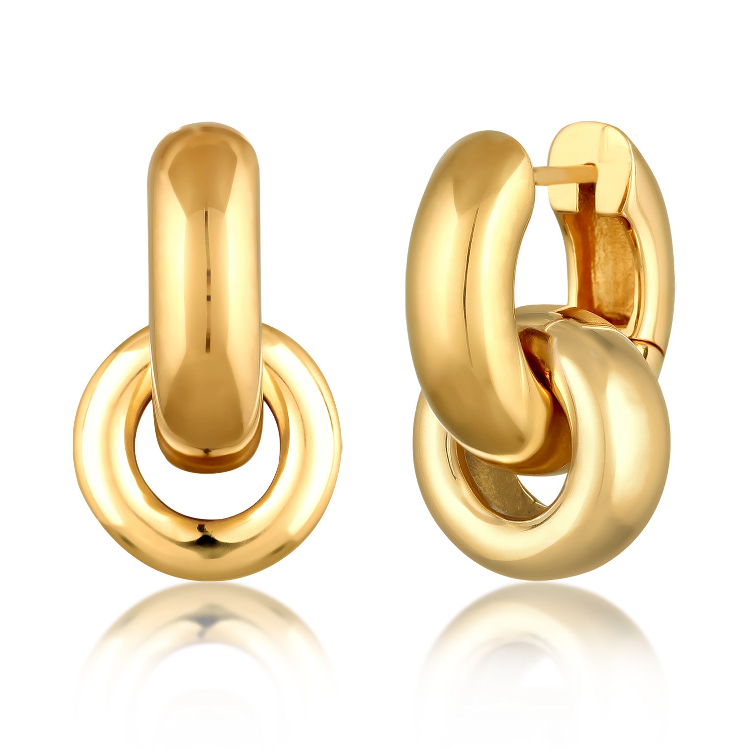 Gold Perhiasan Wanita Perak Asli Lapis Emas Anting Creoles Hanger Chunky