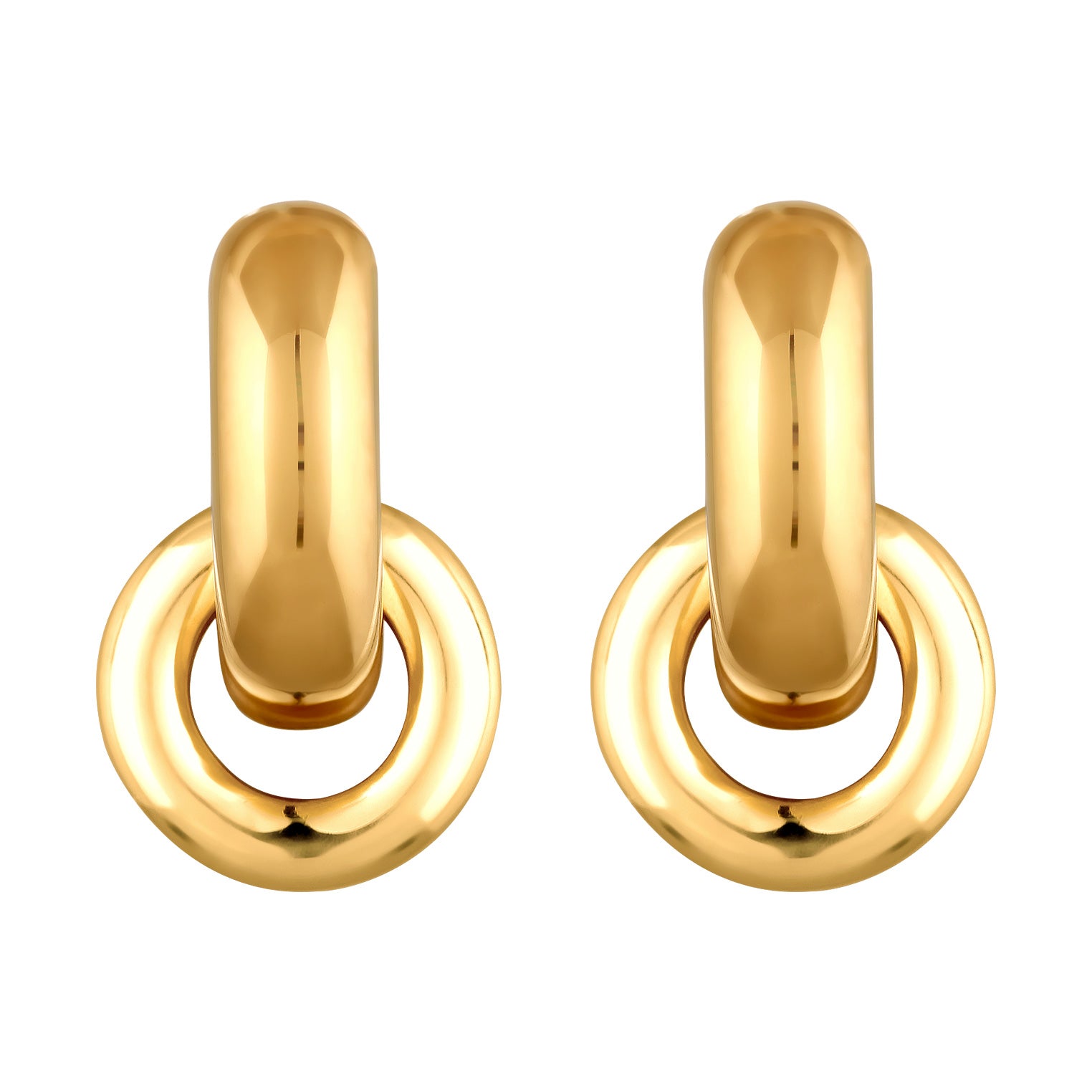 Gold Perhiasan Wanita Perak Asli Lapis Emas Anting Creoles Hanger Chunky