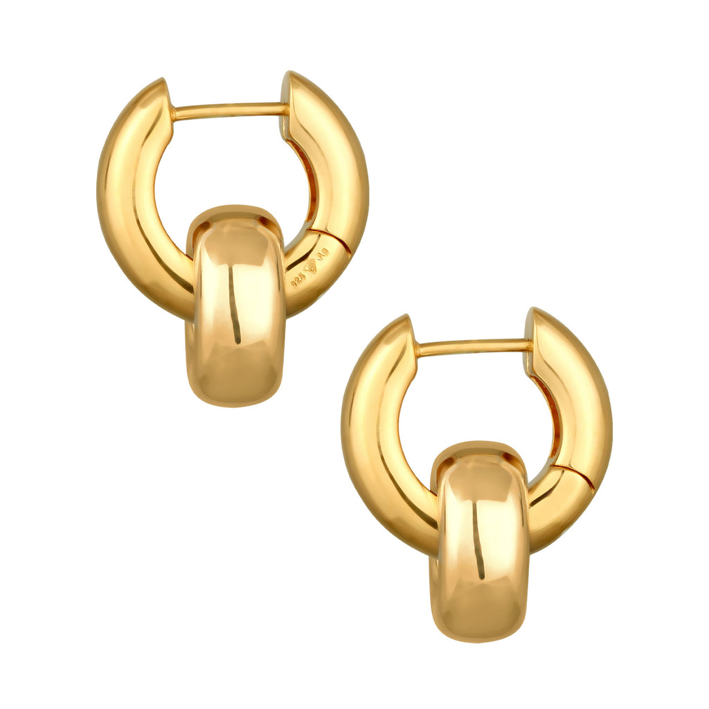 Gold Perhiasan Wanita Perak Asli Lapis Emas Anting Creoles Hanger Chunky