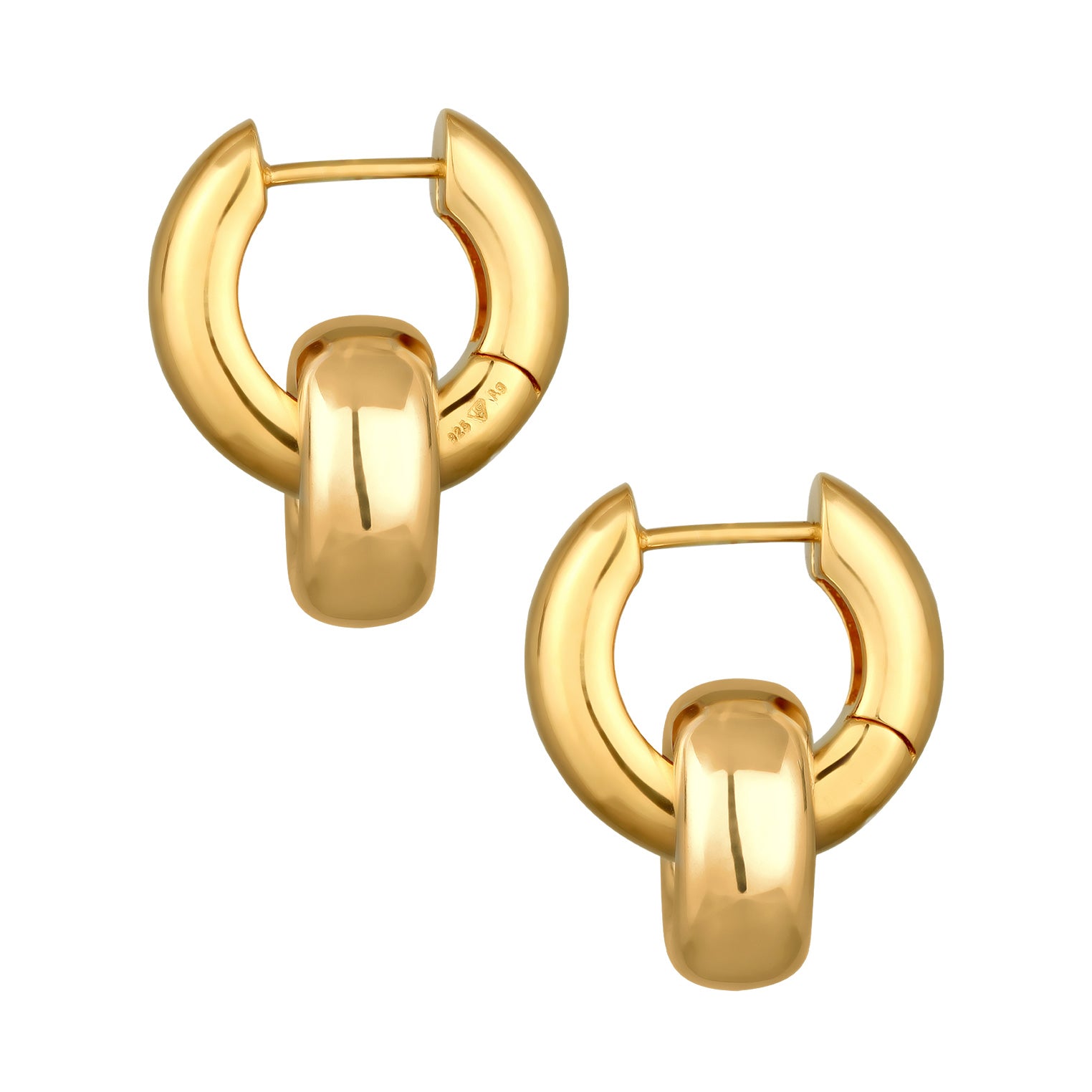 Gold Perhiasan Wanita Perak Asli Lapis Emas Anting Creoles Hanger Chunky