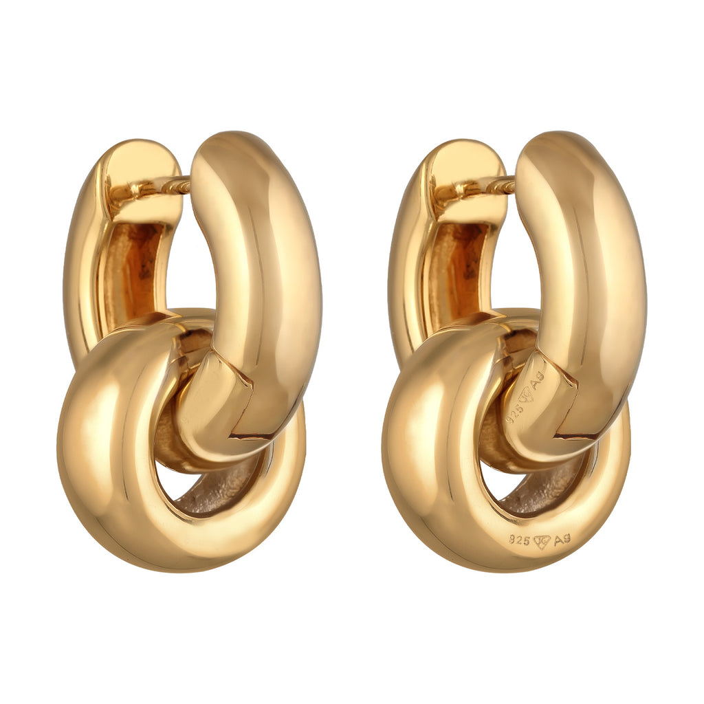 Gold Perhiasan Wanita Perak Asli Lapis Emas Anting Creoles Hanger Chunky