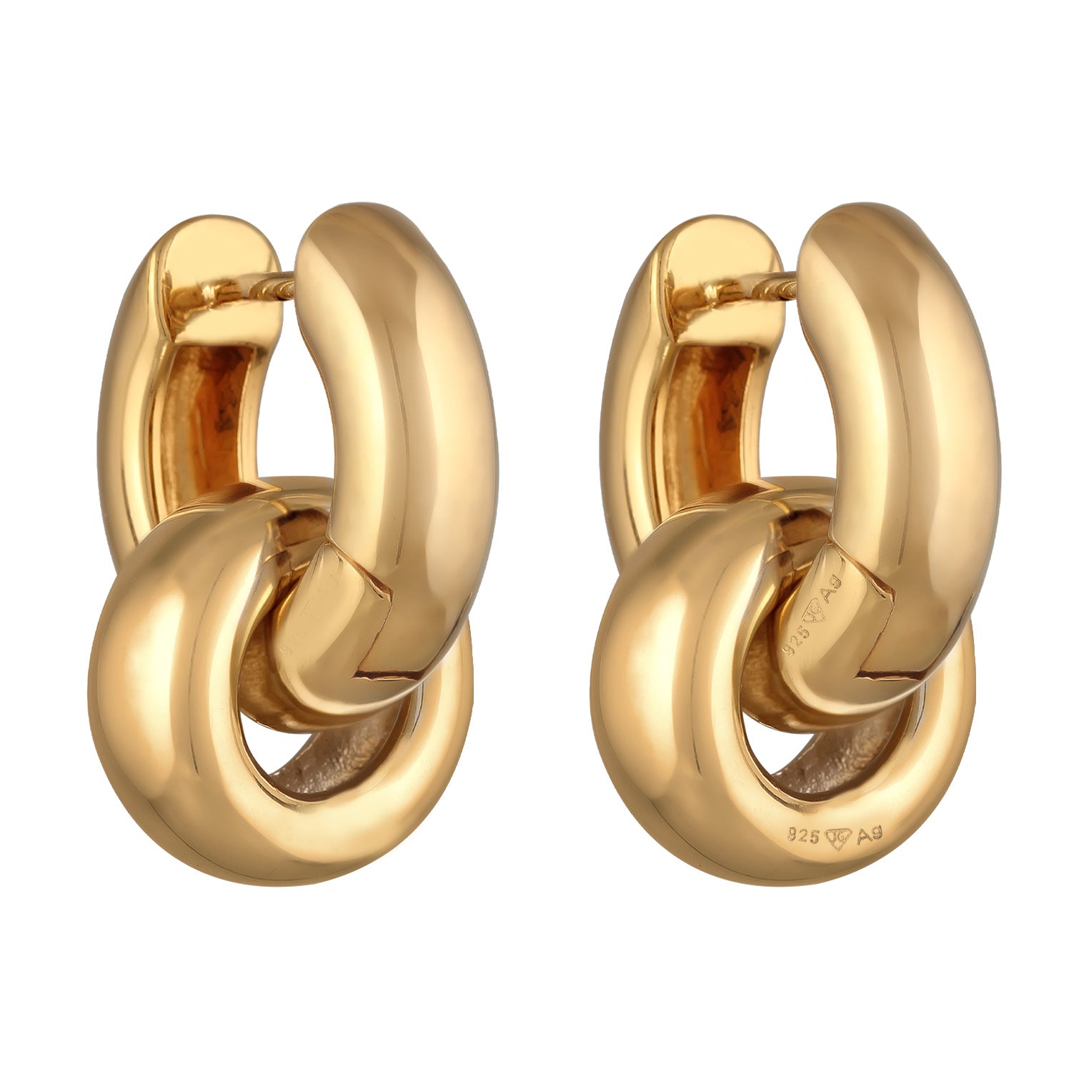 Gold Perhiasan Wanita Perak Asli Lapis Emas Anting Creoles Hanger Chunky