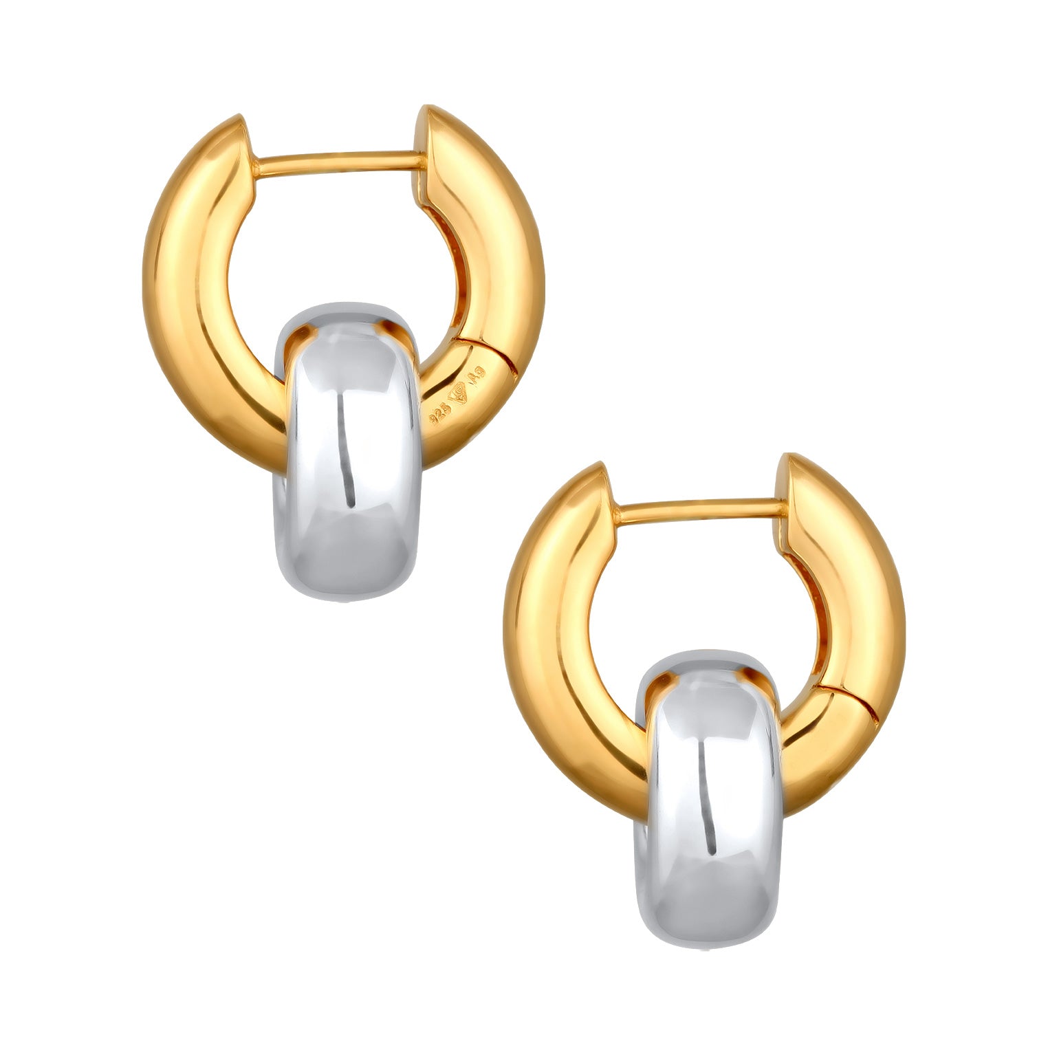 Bicolor Anting Perhiasan Perak 925 Wanita Creoles Hanger Chunky Bi Color