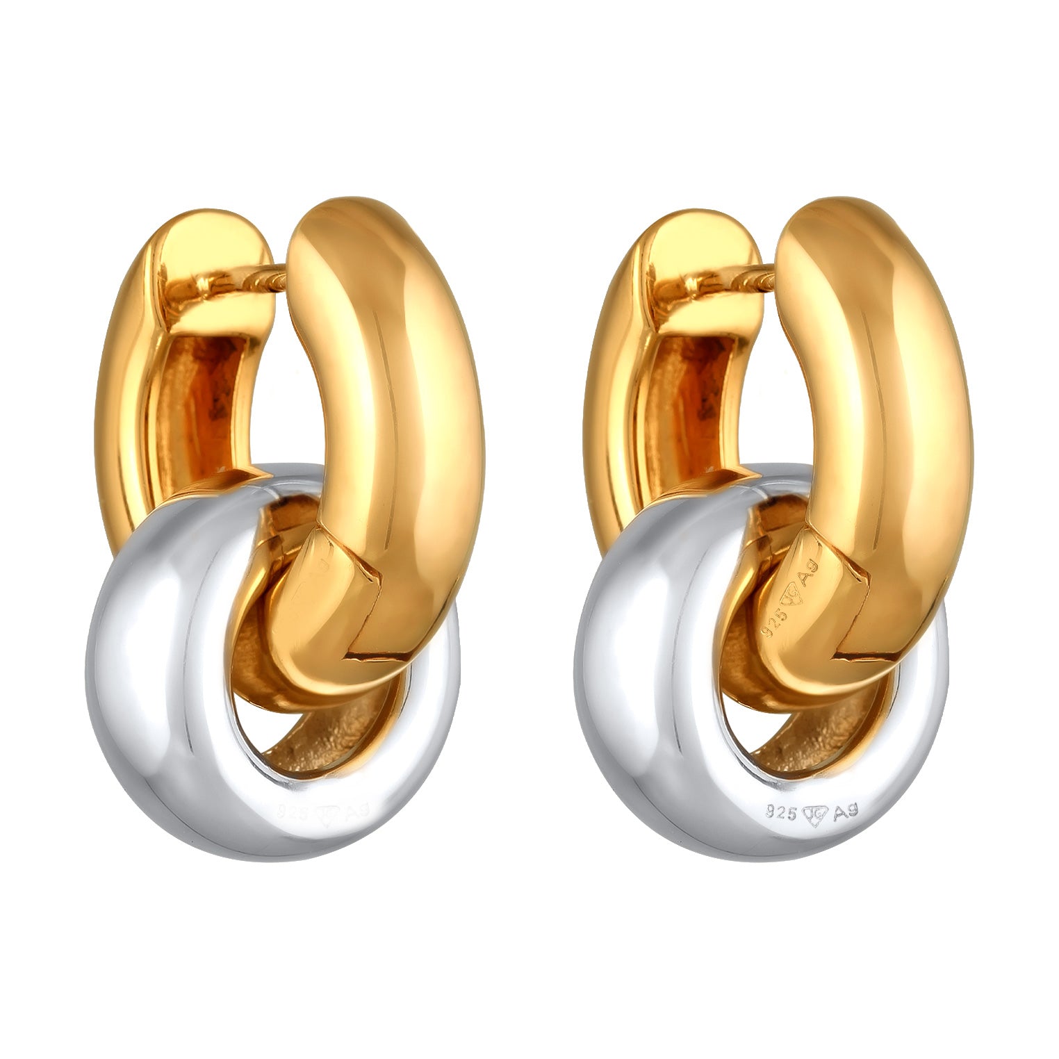 Bicolor Anting Perhiasan Perak 925 Wanita Creoles Hanger Chunky Bi Color