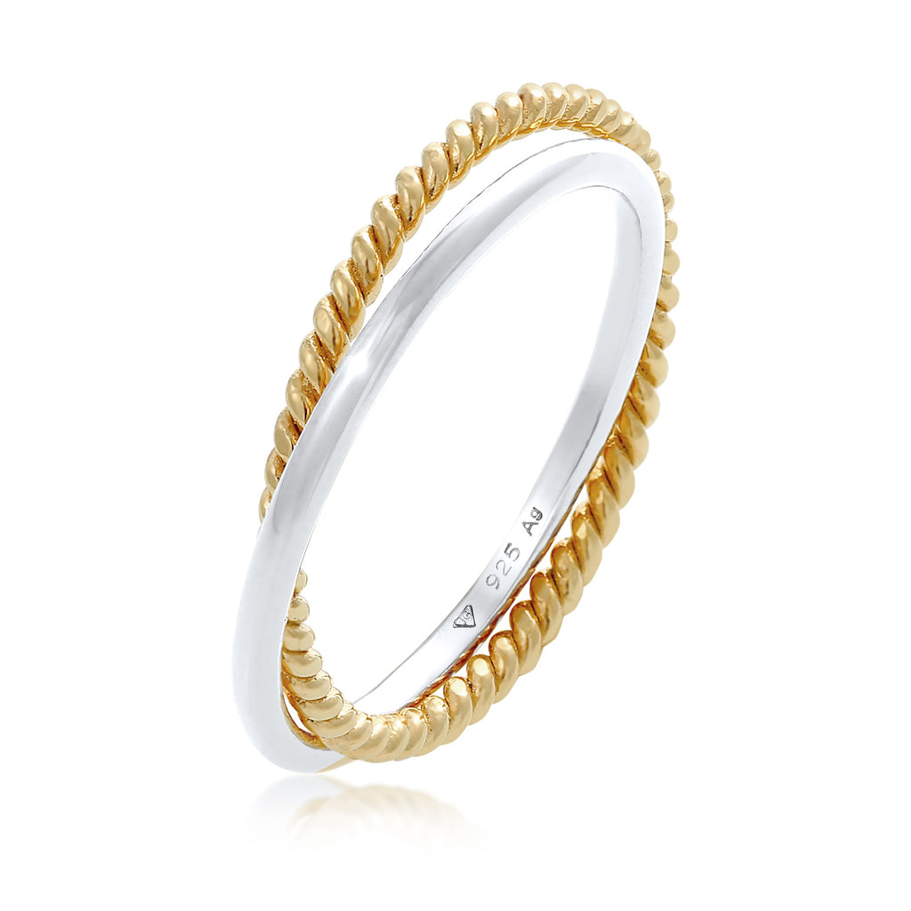 Cincin perak 925 dengan 2 warna elegan Elli Jewelry