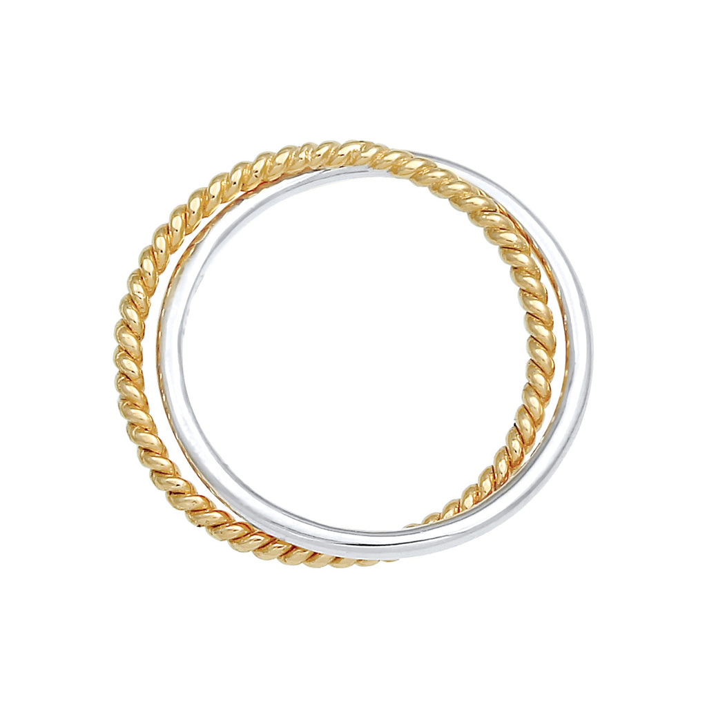 Bicolor Cincin Perhiasan Perak 925 Wanita Wrap Ring Classic Filigran Bicolor