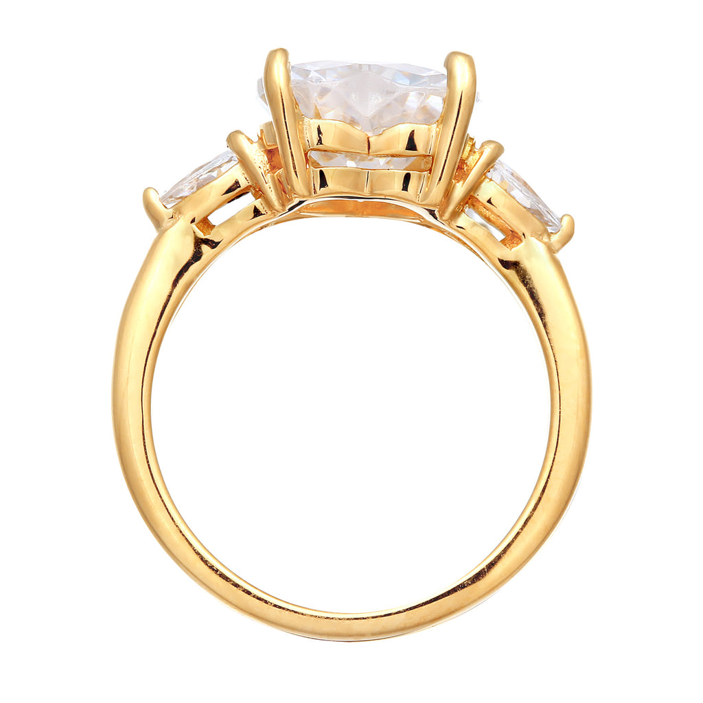 Gold Cincin Perhiasan Perak 925 Wanita Heart Zirconia Gold Plated